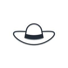 Black Elegant women hat icon isolated on white background. Vector