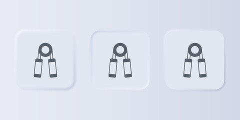 Grey Sport expander icon isolated on grey background. Sport equipment. Set icons in square buttons. Vector