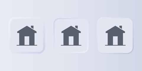 Grey House icon isolated on grey background. Real estate agency or cottage town elite class. Set icons in square buttons. Vector
