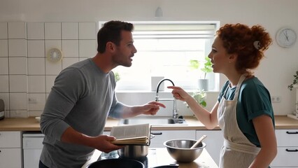 Heated Argument Between Young Adults in a Modern Kitchen