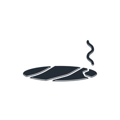 Black Cigar with smoke icon isolated on white background. Vector