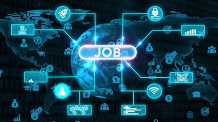 Global job market network connecting world with digital opportunities