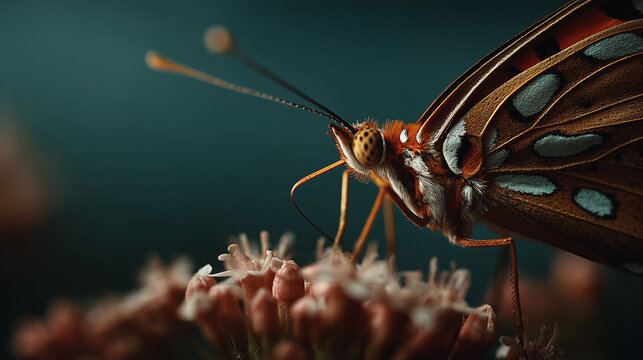 Butterfly Feeding on Flower Macro Photography