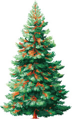 Brushstrokes festive Christmas tree. Xmas elements vector art