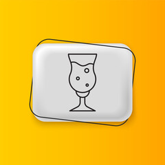 Black Glass of beer icon isolated on yellow background. Silver rectangle button. Vector