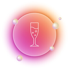 White Glass of champagne icon isolated on white background. Orange and pink gradient circle background. Vector