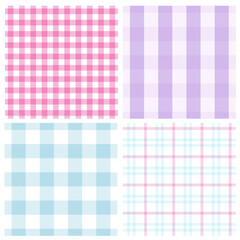 Cute pastel plaid and gingham grid pattern background set for sweet and charming designs.