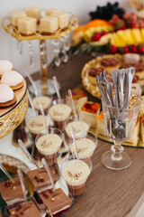 Desserts on a buffet table serving sweet food