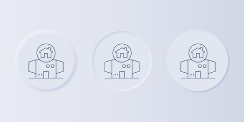 Grey Homeless cardboard house icon isolated on grey background. Set icons in square buttons. Vector