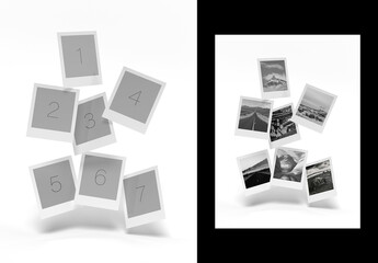 Set of Flying Instant Photos