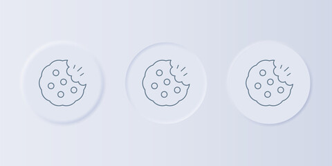Grey Cookie or biscuit with chocolate icon isolated on grey background. Set icons in square buttons. Vector