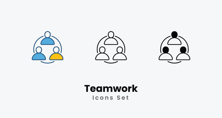 Teamwork icons vector set stock illustration