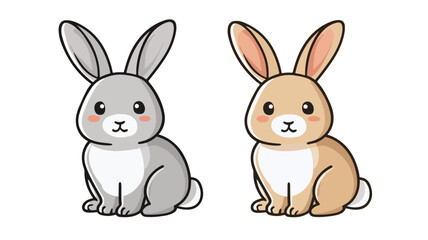 Adorable Cute Rabbit Sitting Cartoon Vector Icon Illustration
