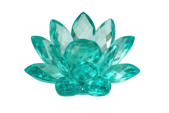 Teal crystal lotus flower jewel transparent background