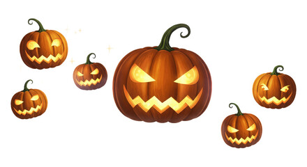 Fototapeta premium Glowing jack-o'-lanterns for halloween festivity and fun