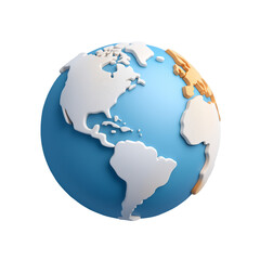 Naklejka premium 3D Earth Icon on Transparent Background.