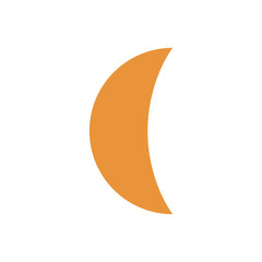 Crescent Moon Icon. Golden Yellow Red Moon symbol, crescent moon shape.