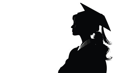 Female Graduate Silhouette Vector Isolated on White Background