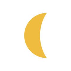 Crescent Moon Icon. Golden Yellow Red Moon symbol, crescent moon shape.