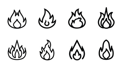 Fire Icons Vector Illustration - Professional Fire Symbols Design Set