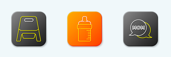 Set line Baby potty, bottle and Speech bubble mom icon. Vector