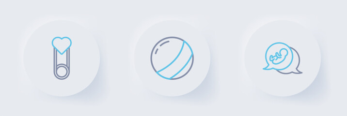Set line Baby, Beach ball and clothes pin icon. Vector