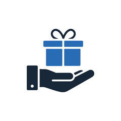 Hand Holding Gift Box Icon – Charity, Donation, Reward, and Giveaway Symbol Vector Design.
