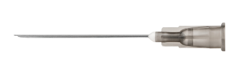 Medical syringe needle isolated on white background