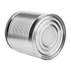 Tin can of canned peas and corn isolated on white background