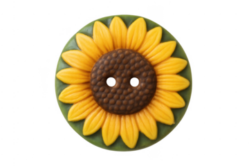 Decorative sunflower button detail for craft and sewing
