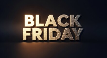 Obraz premium Sparkling gold 'BLACK FRIDAY' text with warm glow on a dark background