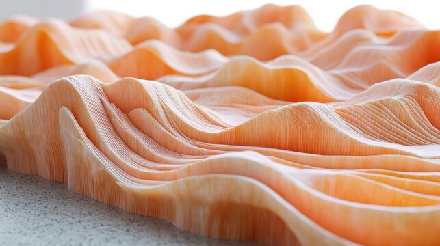 Warm orange and cream undulating abstract landscape with layered, textured curves