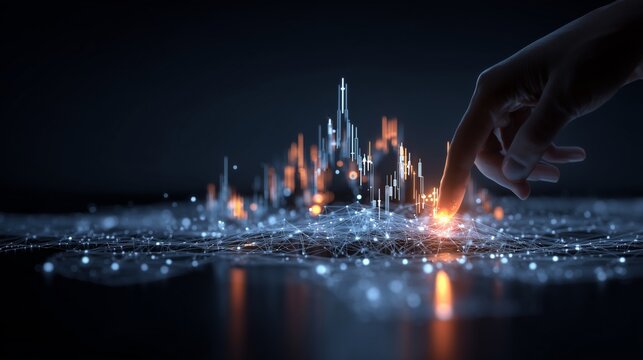 Financial analysis visualization with digital data representation - Powered by Adobe