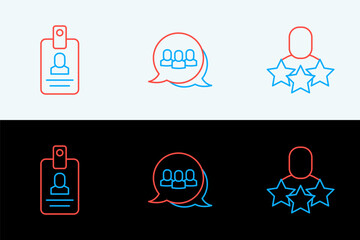 Set line Productive human, Identification badge and Project team base icon. Vector