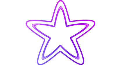 Fototapeta premium Outlined star with purple and blue gradient glow effect, stark black backdrop