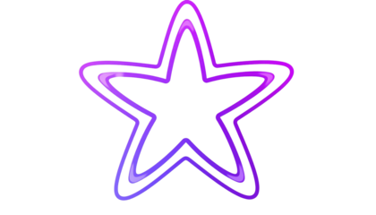 Outlined star with purple and blue gradient glow effect, stark black backdrop