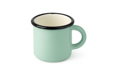 Aqua enamel mug for camping isolated on transparent background