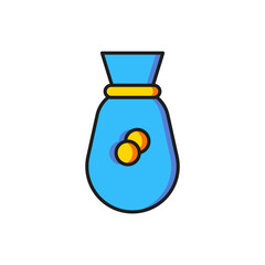 Color Old money bag icon isolated on white background. Cash Banking currency sign. Flat filled outline style with shadow. Vector