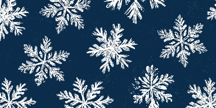 White snowflakes on a dark blue background, perfect for winter holiday designs