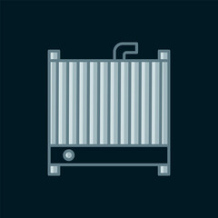 Line Car radiator cooling system icon isolated on black background. Flat filled outline style with shadow. Vector