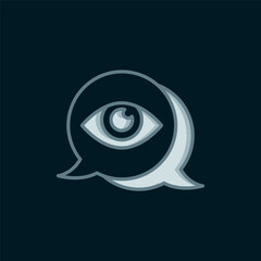 Line Eye scan icon isolated on black background. Scanning eye. Security check symbol. Cyber eye sign. Flat filled outline style with shadow. Vector