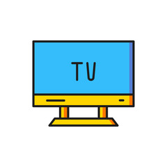 Color Smart Tv icon isolated on white background. Television sign. Flat filled outline style with shadow. Vector