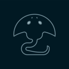Line Stingray icon isolated on black background. Flat filled outline style with shadow. Vector