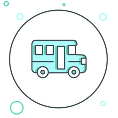 Line School Bus icon isolated on white background. Public transportation symbol. Colorful outline concept. Vector