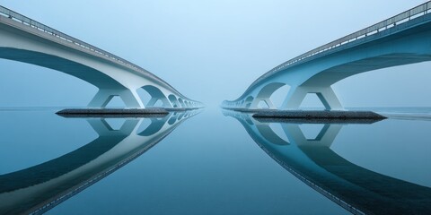 Aerial bridge curved modern architecture water. For architecture, infrastructure, real estate, aerial, design content.