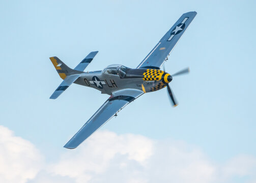 World War II P-51 Mustang Fighter Aircraft in Flight