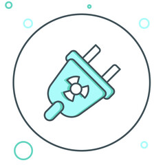 Line Radiation electrical plug icon isolated on white background. Nuclear energy. Colorful outline concept. Vector