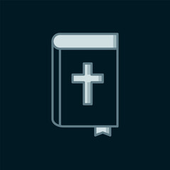 Line Holy bible book icon isolated on black background. Flat filled outline style with shadow. Vector
