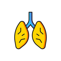 Color Lungs icon isolated on white background. Flat filled outline style with shadow. Vector