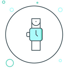 Line Wrist watch icon isolated on white background. Wristwatch icon. Colorful outline concept. Vector